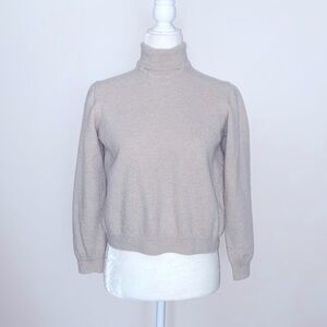 Brooks Brothers oatmeal textured turtleneck crop sweater